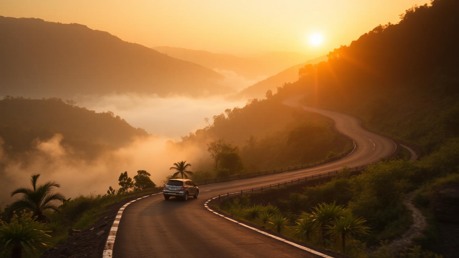 Custom travel planning taxi from Shirdi on a scenic road